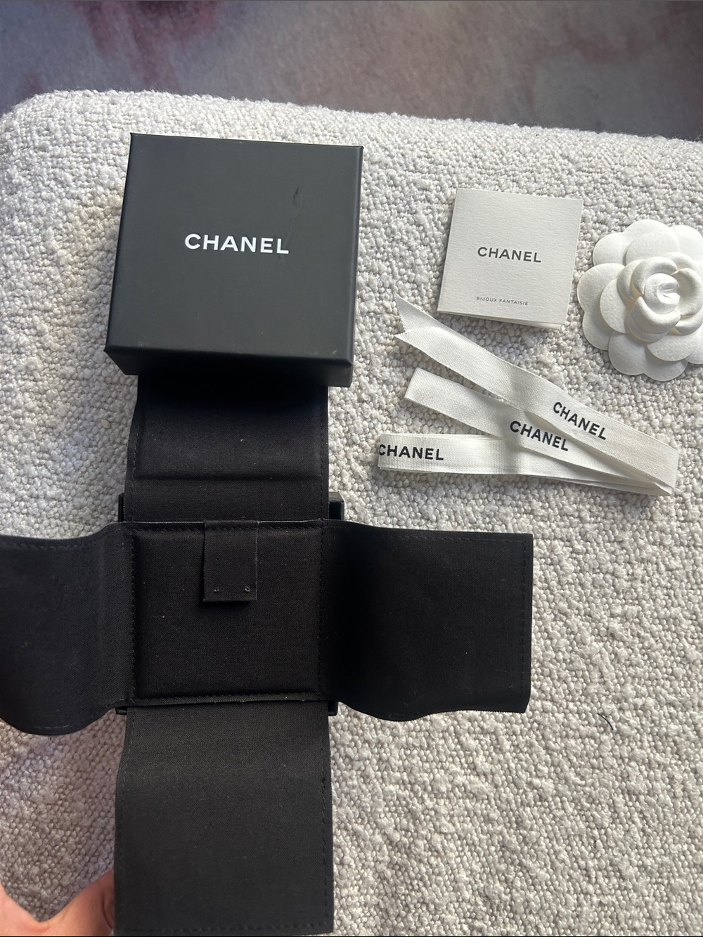 CHANEL Brooch Box, Ribbon, Booklet, Camellia